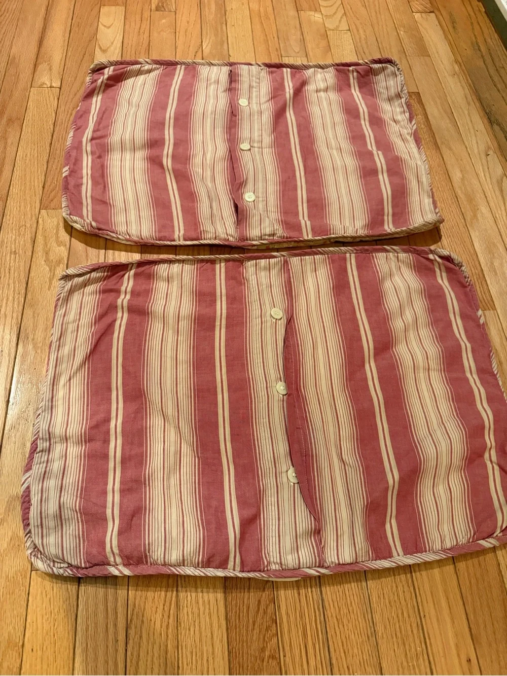 Floral Patchwork Quilted Pillow Shams Set of 2- Cream & Red cottage shabby chic